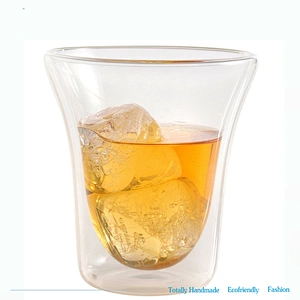 Guangzhou manufactory best selling products flashlight shape double wall tea glass beer cup for bar