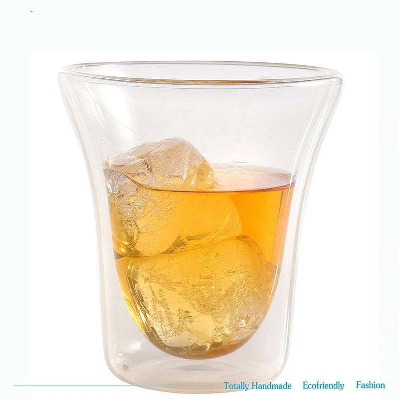Guangzhou manufactory best selling products flashlight shape double wall tea glass beer cup for bar