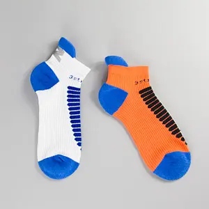 Men's Unisex Nylon Cotton Orange Color Jcquard Free Terry Running Socks