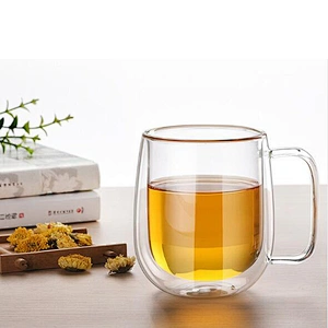 office 2019 suitable 350ml milk glass cup water glass cup coffee glass cup with handle