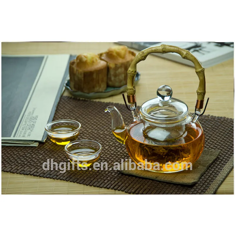 China factory 600ML heat resistant borosilicate glass tea pot with handle for easy to take