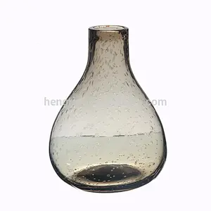 Hand Blown Solid Color Bubble Glass Flower Vase for Decoration