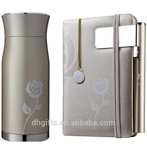 Wholesale Gift Set Stainless Steel Vacuum Cup Flask+Notebook+Pen+Bookend+Bookmark Gift Set for Business Man