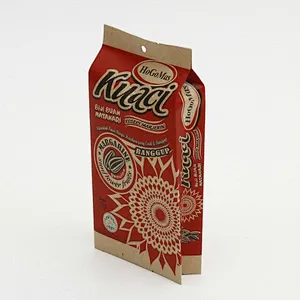 Customized stand cube kraft paper bag for melon seeds, zongzi packaging