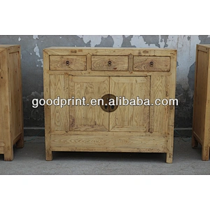 chinese antique reproduction furniture 3 drawer 2 door natural kitchen cabinet