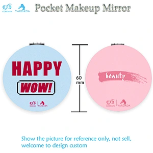 Custom design 2X foldable cosmetic magnifying tinplate mirror