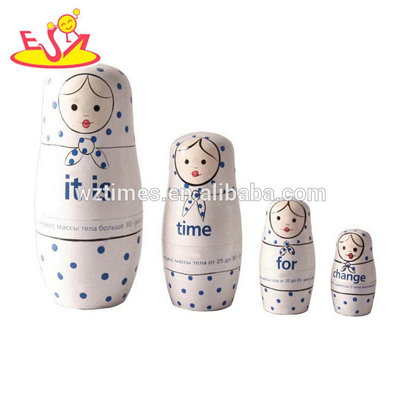 Wholesale cute home decoration wooden russian nesting doll set for toddlers W06D086