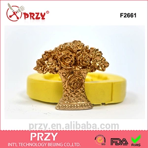 F2661Basket of Flowers silicone resin clay food grade cake decoration mold