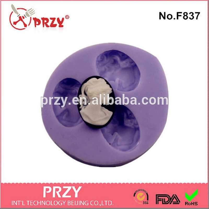 Newest F837 girl face fondant silicone mold