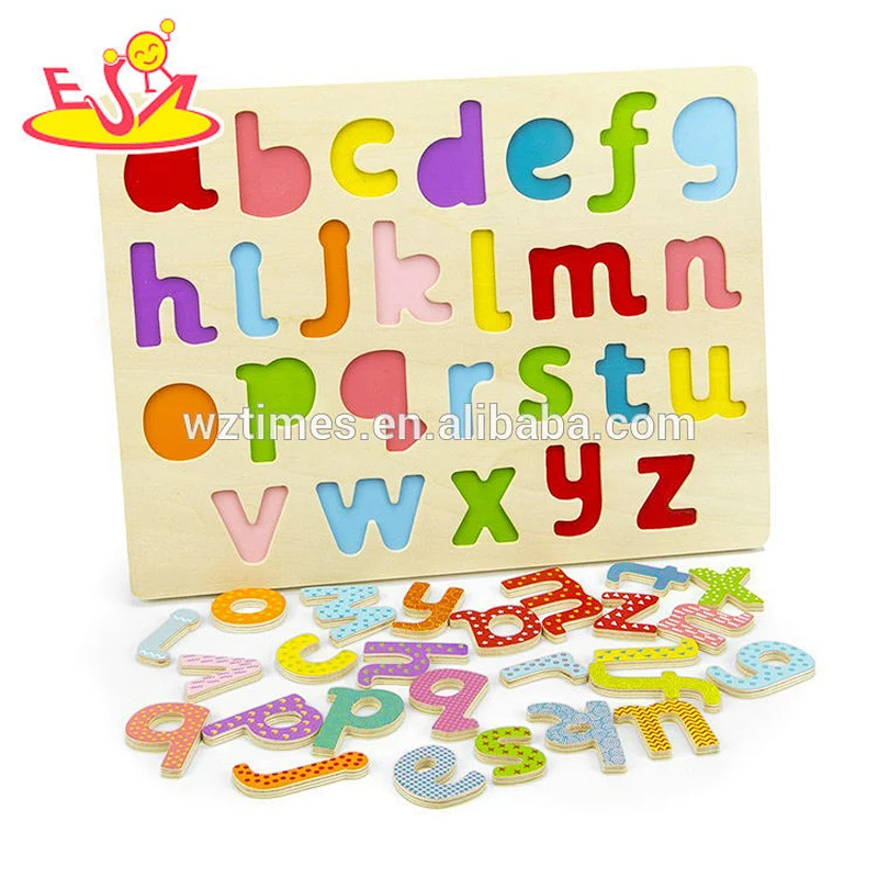 2018 Cheapest kids educational letter puzzle wooden english teaching toys for preschool W14B096