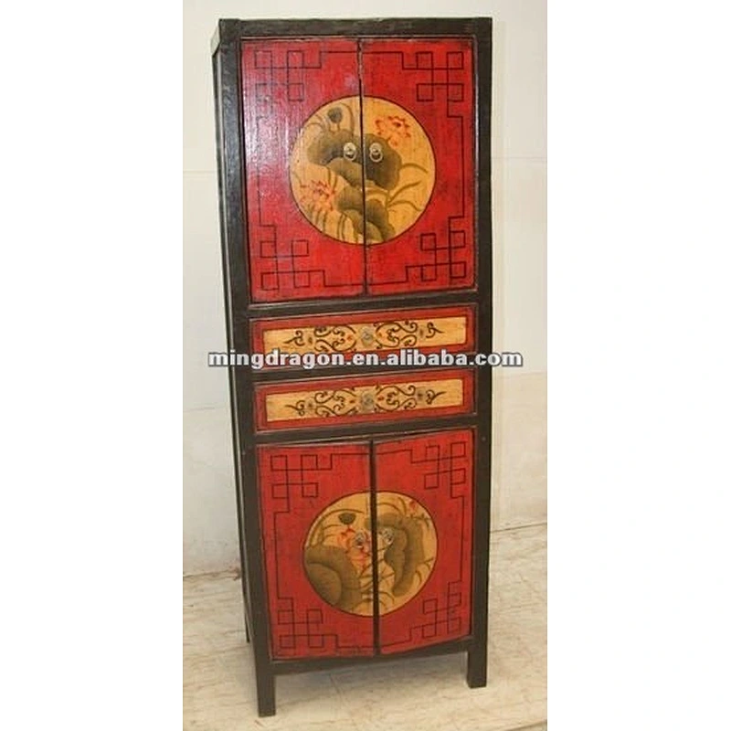 chinese two drawer four door tall cabinet