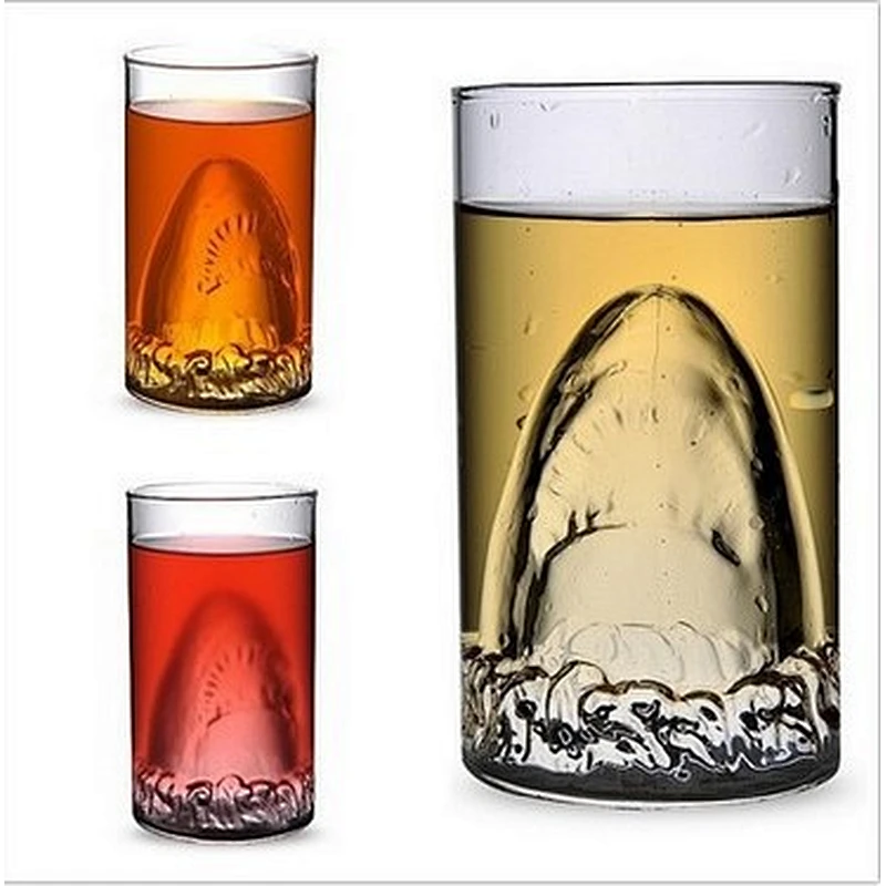 2018 Newest product 350ML double wall beer glass cup with Shark shape