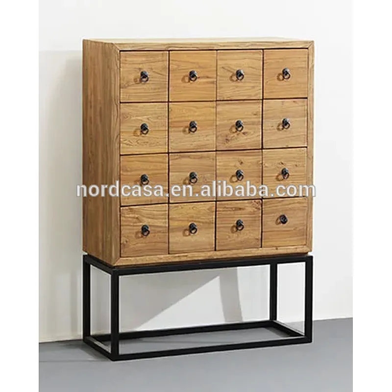 Chinese Vintage Industrial Reclaimed wood Iron Cabinet