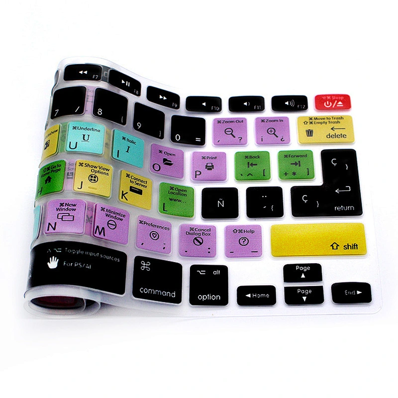 For mac OSX Spanish Shortcuts Custom Keyboard Skins silicone keyboard skin laptop skin For macbook pro retina display