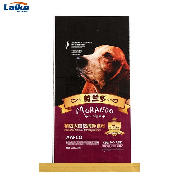 custom pp woven laminated pet food packing bag animal feed bag with hand