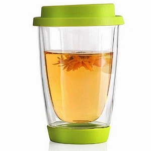 Colourful borosilicate glass coffee cup silicone sleeve cover