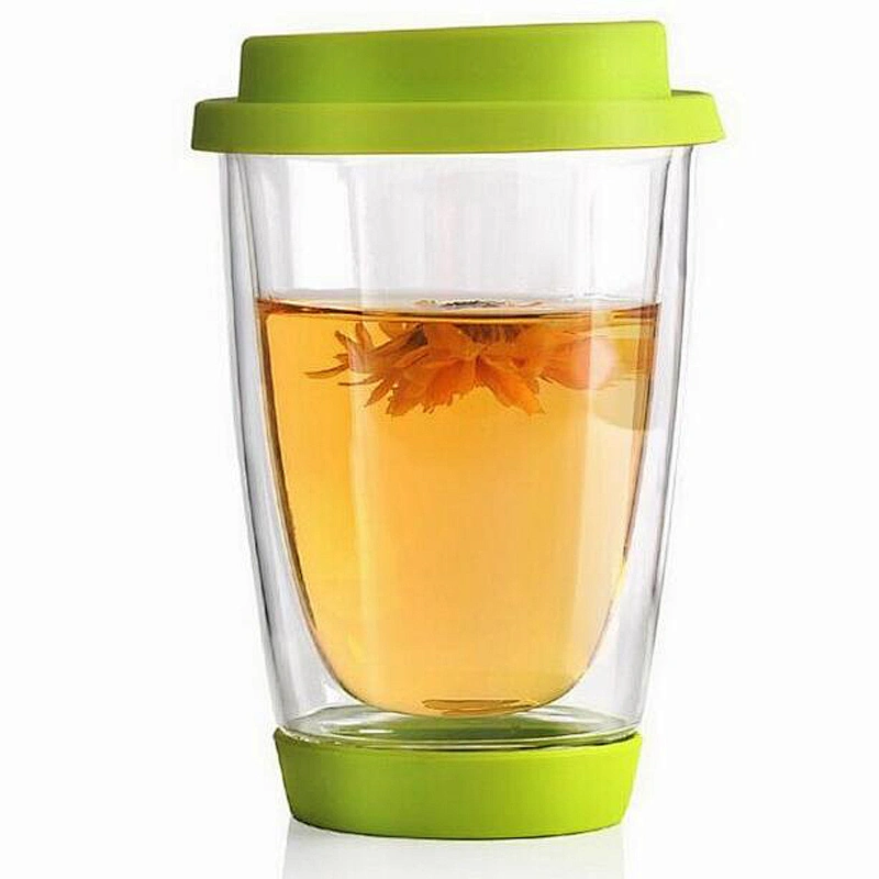 Colourful borosilicate glass coffee cup silicone sleeve cover