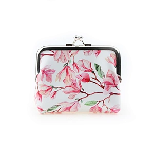 Bird Flower Printing PU Leather Clip Case Coin Bag Clutch Bag