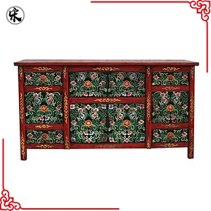 beijing Chinese Antique Tibetan reproduction wood furniture with hand painted