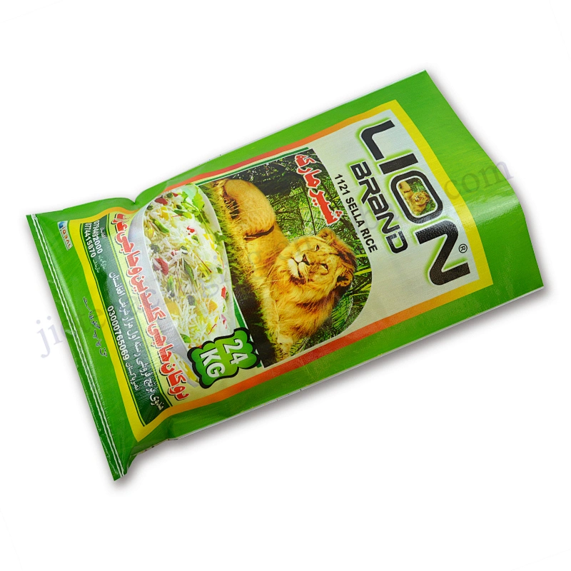 Green transparent virgin pp woven rice bag 25kg packaging