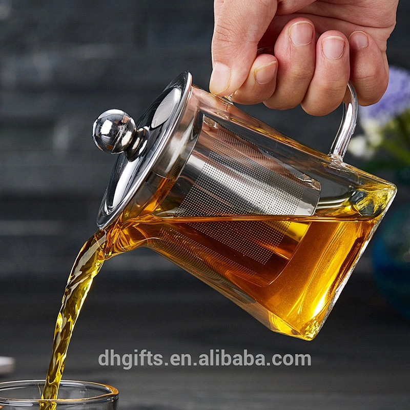 Food grade 260ML glass cup with stainless steel tea strainers with lid for home office usage