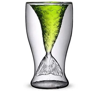 unique double  transparent wine cup for bar beach drinkware