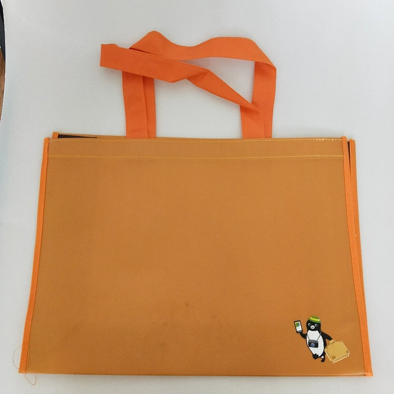 Custom wholesale orange non-woven bags for shopping