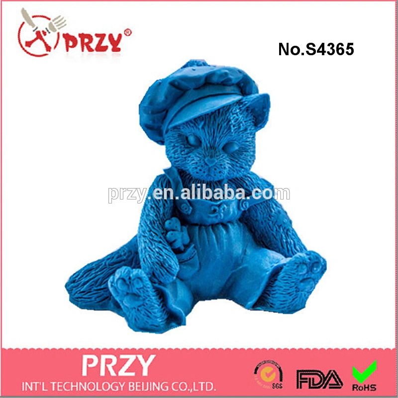 S4365 cat with hat 3d silicone molds silicone soap mold handmade silicone soap molds