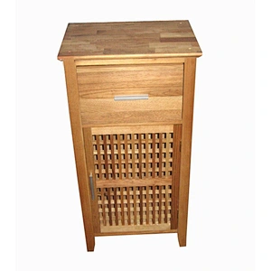 Nordic grid solid oiled wood walnut waterproof under sink bathroom cabinet with drawer and door