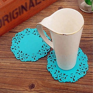 Hot sell Heat protection coffee Custom shape polyester cup mats