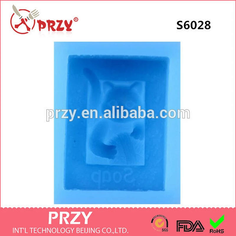 Rectangular cartoon cat silicone soap mold chocolate mold