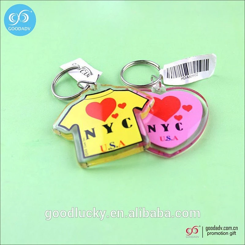 T-shirt plastic acrylic custom keychain rings