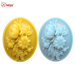 S8228 Oval soaps Molds holder flower 3D food grade Silicone Soap mold handmade soap molds