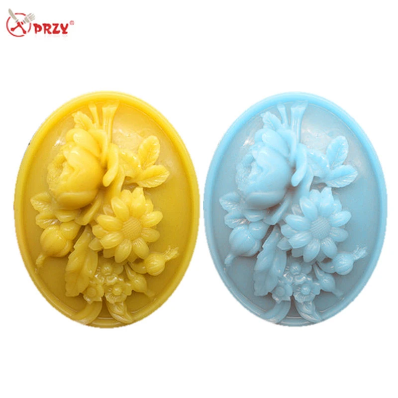 S8228 Oval soaps Molds holder flower 3D food grade Silicone Soap mold handmade soap molds