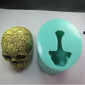 QT0006 Silicone Mold eyebrows with flowers skull Silicone Soap Mold 3d Handmade Candle Mold Food Grade Silicone mould