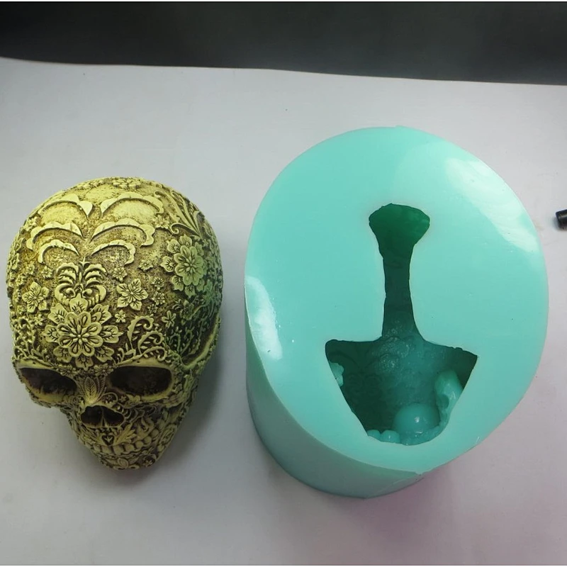 QT0006 Silicone Mold eyebrows with flowers skull Silicone Soap Mold 3d Handmade Candle Mold Food Grade Silicone mould