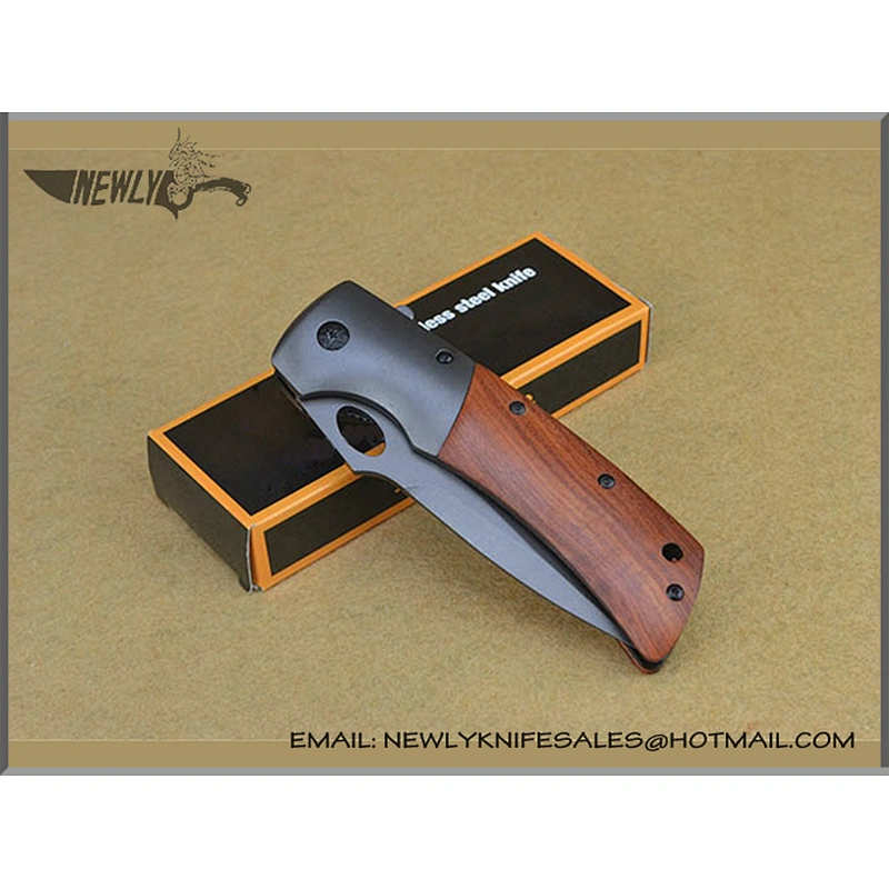 Tactical Utility Knife Wood Handle Pocket Knife