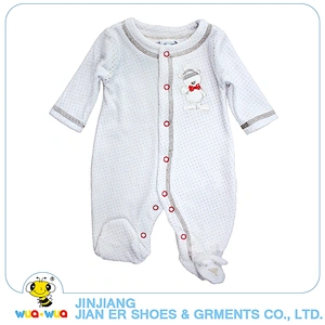 Wholesale cute wave dot printing design baby winter sleep rompers with socks