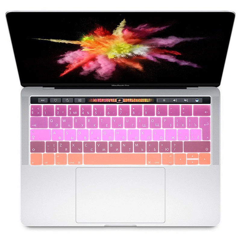 Silicone Rainbow Keyboard Cover for macbook russian keyboard skin For macbook touch bar a1706 keyboard