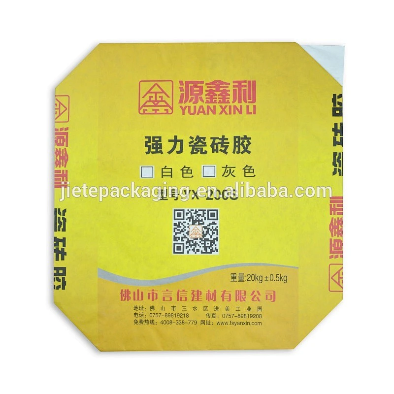flat square bottom glue kraft paper bag with valve 20kg
