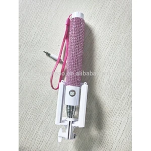 Handheld Extendable Folded Clamp Selfie Stick With Cable