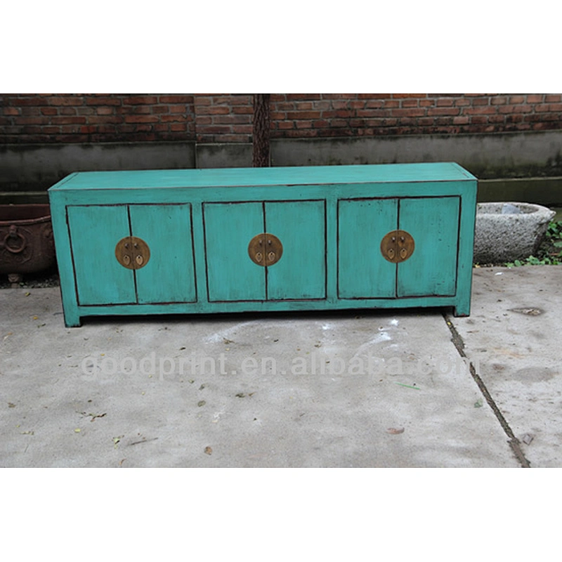 Chinese Antique Blue Six Door TV cabinet