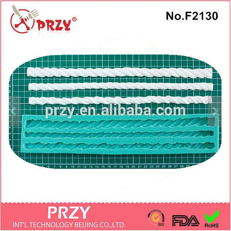 F2130 PRZY gum paste Ropes silicone fondant mold