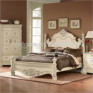 New design of 2016 french style solid wood white bed