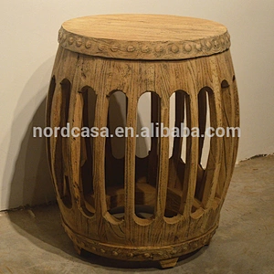 Furniture supplier design furniture chinese stool wooden drum stool old pine made chinese drum natural stool