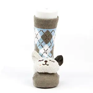 Autumn Winter wholesale kids manufacturers Newborn non slip floor lovely cartoon cat bear coral velvet Baby shoe Socks