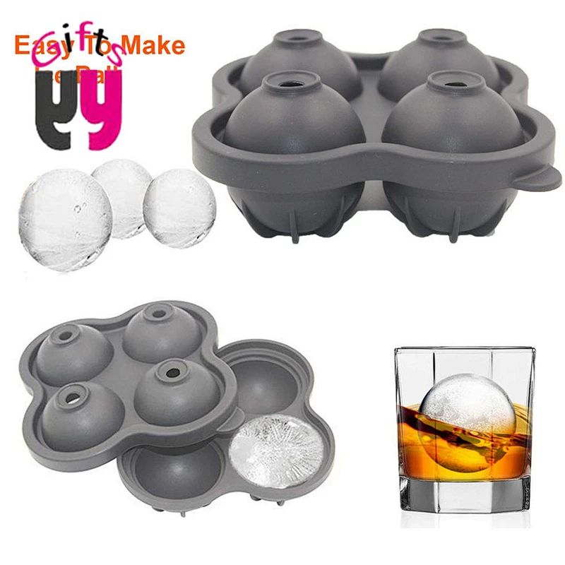 4 Cavity Food Grade Silicone Ice Ball Mold