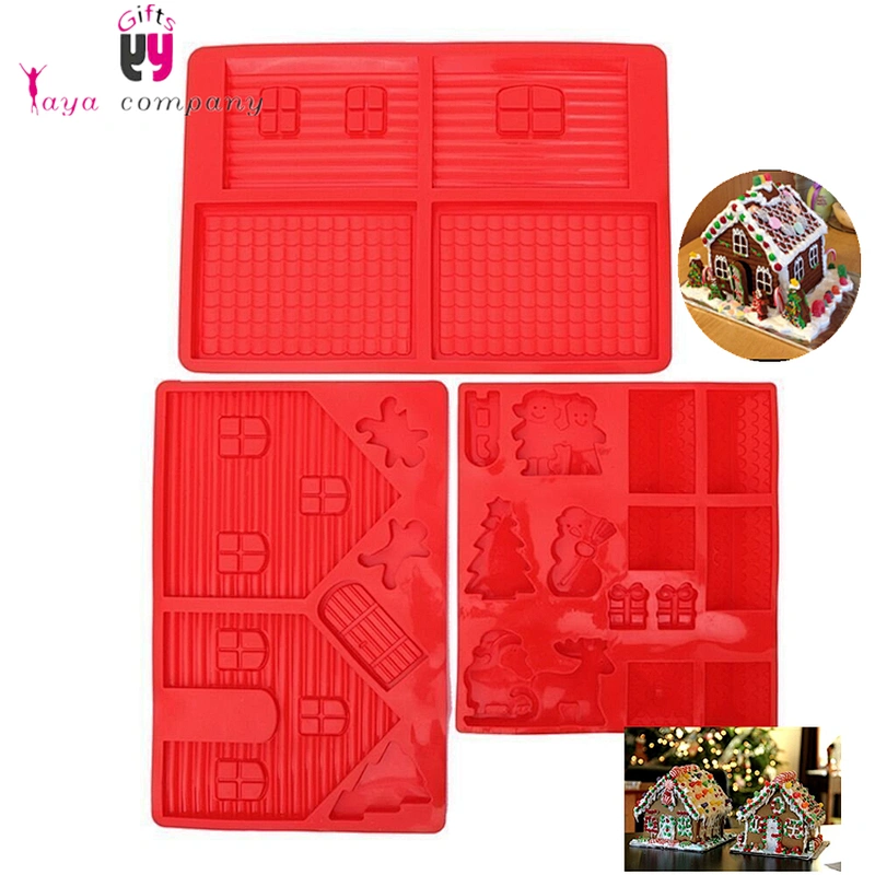 Amazon Hot Selling Food Grade 3D Houses Cake Silicone Baking Mould