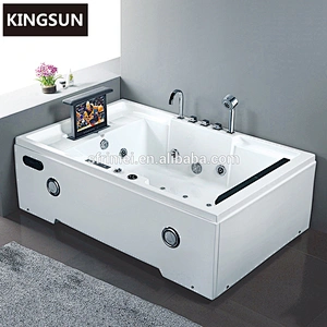 Clear Acrylic Two Person Corner Bathroom Large Tub Bathtub With TV