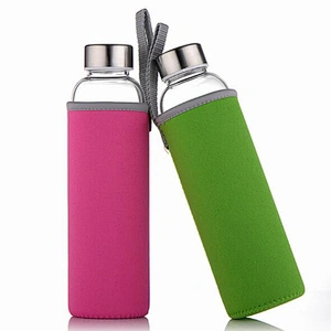 Portable teacup straight glass water cup and colorful prevent cover